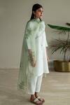 Buy_Shorshe Clothing_Green Organza Floral Hand Block Print Stole _at_Aza_Fashions