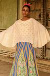 Buy_Swati Vijaivargie_Off White Silk Hand Embroidered Motifs Round Deewani Cape  _at_Aza_Fashions