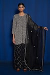 Buy_Romaa_Black Sharara And Kurta Georgette Hand Embroidered Chevron Set  _at_Aza_Fashions