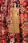 Buy_Betrue_Yellow Handloom Cotton, Silk Square Neck Tabriz Print Bustier _at_Aza_Fashions