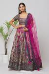 Buy_Samyukta Singhania_Pink Silk, Net Embroidery, Tassels, Pearls, Mirrors Floral Bridal Lehenga Set_at_Aza_Fashions