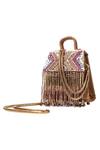 Buy_Born Flash_Multi Color Beads, Tassels Seraphim Ombre Embellished Leather Bag _at_Aza_Fashions