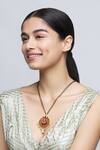 Shop_Just Shradhas_Gold Plated Kundan Pendant Necklace _at_Aza_Fashions
