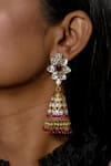 Buy_Osvag India_Gold Plated Diamonds, Stones Polki Embellished Jhumkas _at_Aza_Fashions