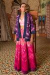 Buy_Priyanka Raajiv_Purple Silk, Satin, Brocade, Cotton And Chakori Chevron Pattern Patch Jacket _at_Aza_Fashions