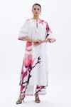 Buy_Sitaraa_White Poplin Floral Round Chaav Long Tunic And Pant Set _at_Aza_Fashions