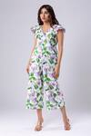 Buy_Tangerine Tiger_Purple Cotton Linen Floral V Neck Print Jumpsuit _at_Aza_Fashions