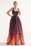 Buy_Cedar & Pine_Multi Color Organza Print And Embroidery Abstract Sequin Bodice Gown  _at_Aza_Fashions