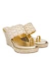 Buy_Kkarma Accessories_Gold Embroidery, Beads Kalki Platform Wedges _at_Aza_Fashions