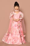 Buy_Adara Khan_Pink Lehenga Organza Printed And Embroidered Floral & Sequin Work Set_at_Aza_Fashions
