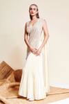 Buy_Reeti Arneja_Ivory Blouse And Palla Organza & Chinon Saraang Pre-stitched Saree With _at_Aza_Fashions