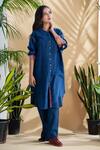 Buy_Pants And Pajamas_Blue Cotton Bandeau Neck Neel Kamal Shirt Tunic And Straight Pant Set_at_Aza_Fashions