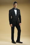 Buy Kommal Sood Black Kupro Embroidered Sequin And Cutdana Tuxedo Trouser Set at Aza Fashions Buy_Kommal Sood_Black Kupro Embroidered Sequin And Cutdana Tuxedo Trouser Set _at_Aza_Fashions