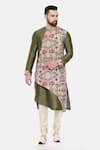 Buy_Mayank Modi - Men_Green Silk Printed Abstract Long Kurta And Pant Set _at_Aza_Fashions