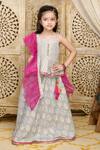 Buy_Saka Designs_Grey Cotton, Net Embroidery, Tassels Floral Print Lehenga Choli Set_at_Aza_Fashions