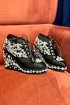 Buy_Tiesta_Black Embroidery Bead Sneaker Wedges_at_Aza_Fashions