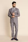 Buy_Gargee Designers_Grey Super 110 Poly Viscose Notch Lapel Blazer And Pant Set _at_Aza_Fashions