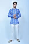 Buy_Samyukta Singhania_Blue Kurta Cotton Silk Print Abstract Mandala Short With Pant _at_Aza_Fashions