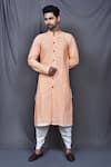 Buy_Adara Khan_Orange Kurta Cotton Embroidered Geometric Pattern Set_at_Aza_Fashions