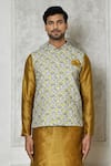 Buy_Aryavir Malhotra_Multi Color Cotton Printed Floral Nehru Jacket _at_Aza_Fashions