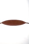 Buy_Trov_Brown Oval Obi Leather Studded Belt _at_Aza_Fashions