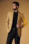 Buy_S&N by Shantnu Nikhil_Beige Poly Blend Embroidered Sandn Crest Slim Fit Jacket _at_Aza_Fashions