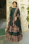 Buy_Safaa_Green Vegan Silk Lining Shantoon Woven Floral The Nazneen Anarkali Lehenga Set _at_Aza_Fashions