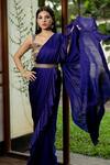 Buy_Richa Jaisinghani Label_Purple Satin Georgette Pre-stitched Ruffle Saree With Blouse  _at_Aza_Fashions