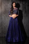 Buy_Shilpi Gupta_Blue Net, Silk Satin Sequins, Cut Work Cutdana Embroidered Blouse And Lehenga Set _at_Aza_Fashions