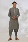 Buy_Manish Nagdeo_Grey Modal Embroidery Sequin Placket Kurta Set _at_Aza_Fashions