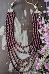 Buy_Riana Jewellery_Maroon Ruby Beads And Pearls Layered Mala _at_Aza_Fashions