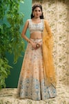Alaya Advani_Multi Color Chanderi Silk Printed And Embroidered Floral Panelled Lehenga Set_at_Aza_Fashions