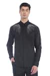 Buy_Rohit Gandhi + Rahul Khanna_Black Cotton Beads Legolas Hand Embellished Shirt _at_Aza_Fashions