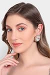 Shop_Auraa Trends_White Diamonds, Stones Kundan Embellished Stud Earrings _at_Aza_Fashions