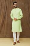 Buy_Samyukta Singhania_Green Linen Cotton Plain Kurta _at_Aza_Fashions