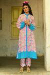 Buy_Swati Vijaivargie_Pink Silk Embroidery Mandarin Collar Kevda Floral Pattern Kurta And Pant Set _at_Aza_Fashions