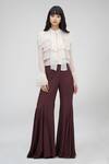 Buy_Shruti S_Brown Modal Bell Bottom Pant_at_Aza_Fashions
