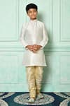 Buy_Arihant Rai Sinha_Off White Dupion Art Silk Straight Mandarin Collar Kurta _at_Aza_Fashions