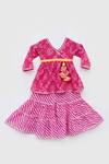 Buy Fayon Kids Pink Cotton Tassels, Mirrors Bandhani Print Kurta And Sharara Set at Aza Fashions Buy_Fayon Kids_Pink Cotton Tassels, Mirrors Bandhani Print Kurta And Sharara Set _at_Aza_Fashions