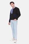 Buy_Mayank Modi - Men_Black Malai Cotton Colorblock Bomber Jacket _at_Aza_Fashions