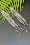 Buy_Nayaab By Sonia_Silver Plated Crystals Maxima Long Chain Earrings _at_Aza_Fashions