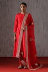 Buy_Weaver Story_Red Organza Embroidered Sequin Dupatta _at_Aza_Fashions