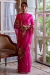 Buy_Atelier Shikaarbagh_Pink Saree - Silk Organza Embroidery Shell Placement  _at_Aza_Fashions