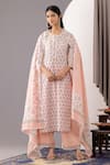 Buy_Abbaran_Pink Kurta And Palazzo - Cotton Cambric Printed Polka Dots Round Set _at_Aza_Fashions