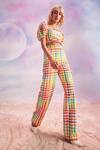 Buy_House Of Eda_Multi Color 100% Cotton Chequered Meryll Pattern Crop Top And Pant Set _at_Aza_Fashions