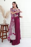 Buy_Ek Soot_Purple Georgette Print And Embroidery Floral Cape & Draped Skirt Set  _at_Aza_Fashions