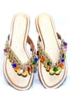 Buy_Foot Fuel_Gold Lithe Embellished Flats _at_Aza_Fashions