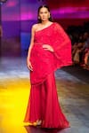Buy_Nachiket Barve_Red Toga Georgette Embroidery Bead Asymmetric Astral Sharara Set  _at_Aza_Fashions