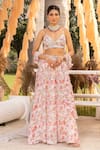 Buy_Chhavvi Aggarwal_Off White Georgette Printed Flower Sweetheart Neck Lehenga Set _at_Aza_Fashions