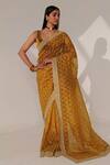 Buy_Taisha_Yellow Silk, Velvet Tassels Plunge Neck Skimpy Pure Blouse _at_Aza_Fashions